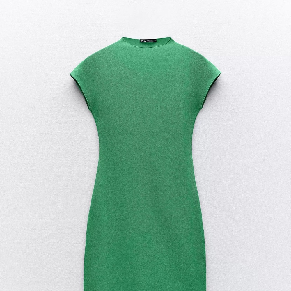 Zara STRETCH KNIT Green Dress SIZE S